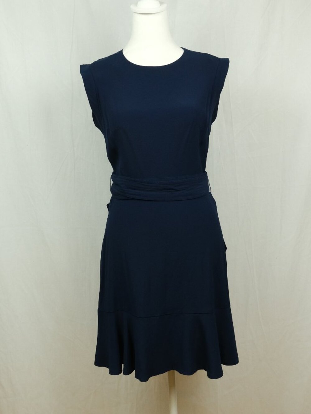 Sandro Paris Sleeveless Dress Navy Blue Size 2 XS Minimalist Elegant